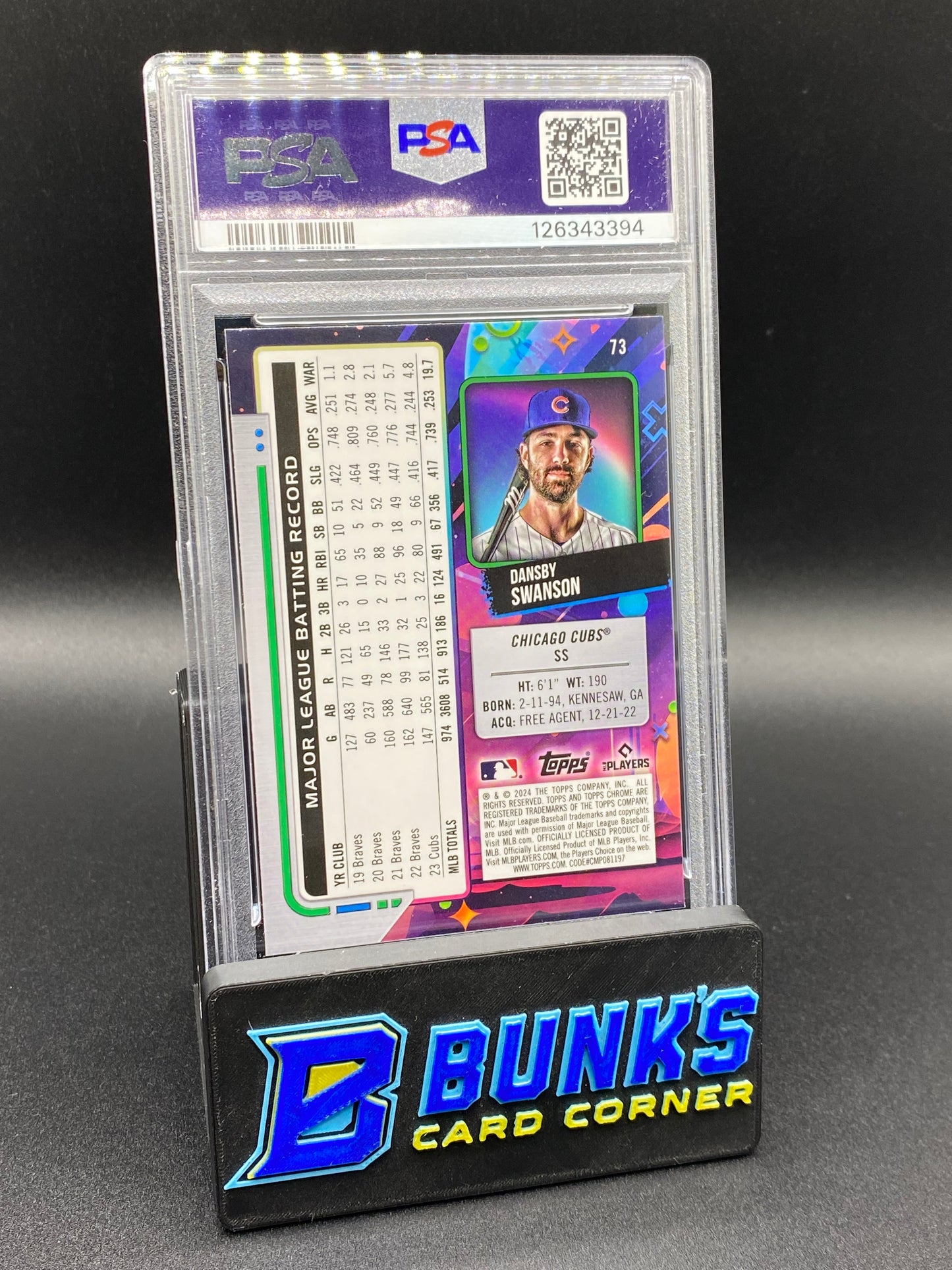 2024 Dansby Swanson Gold Interstellar Ref. 20/50 PSA 9