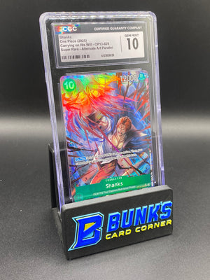 Shanks Super Rare Alt Art Parallel OP13-028 CGC 10