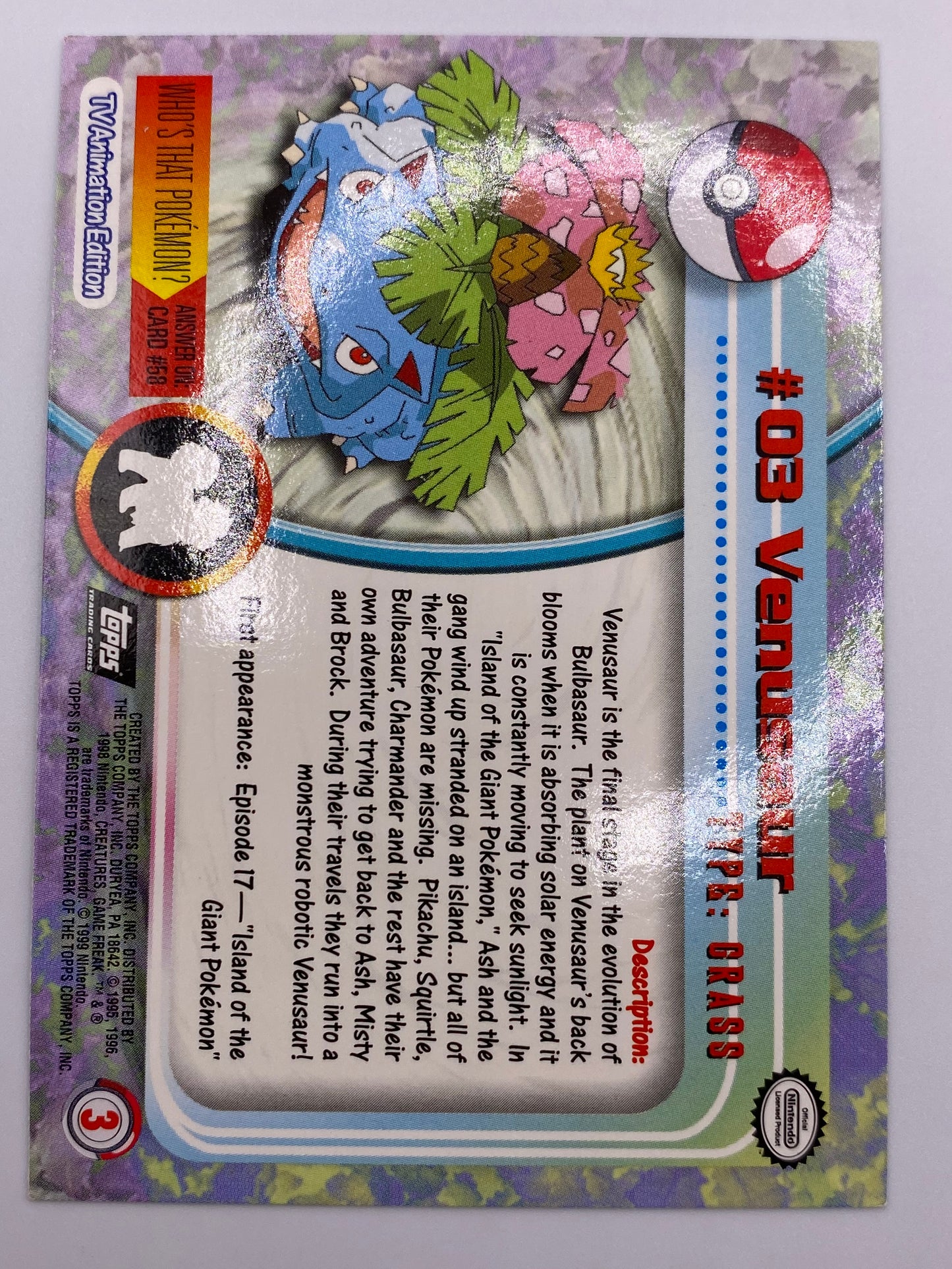 Venusaur Holo Topps Black Label NM