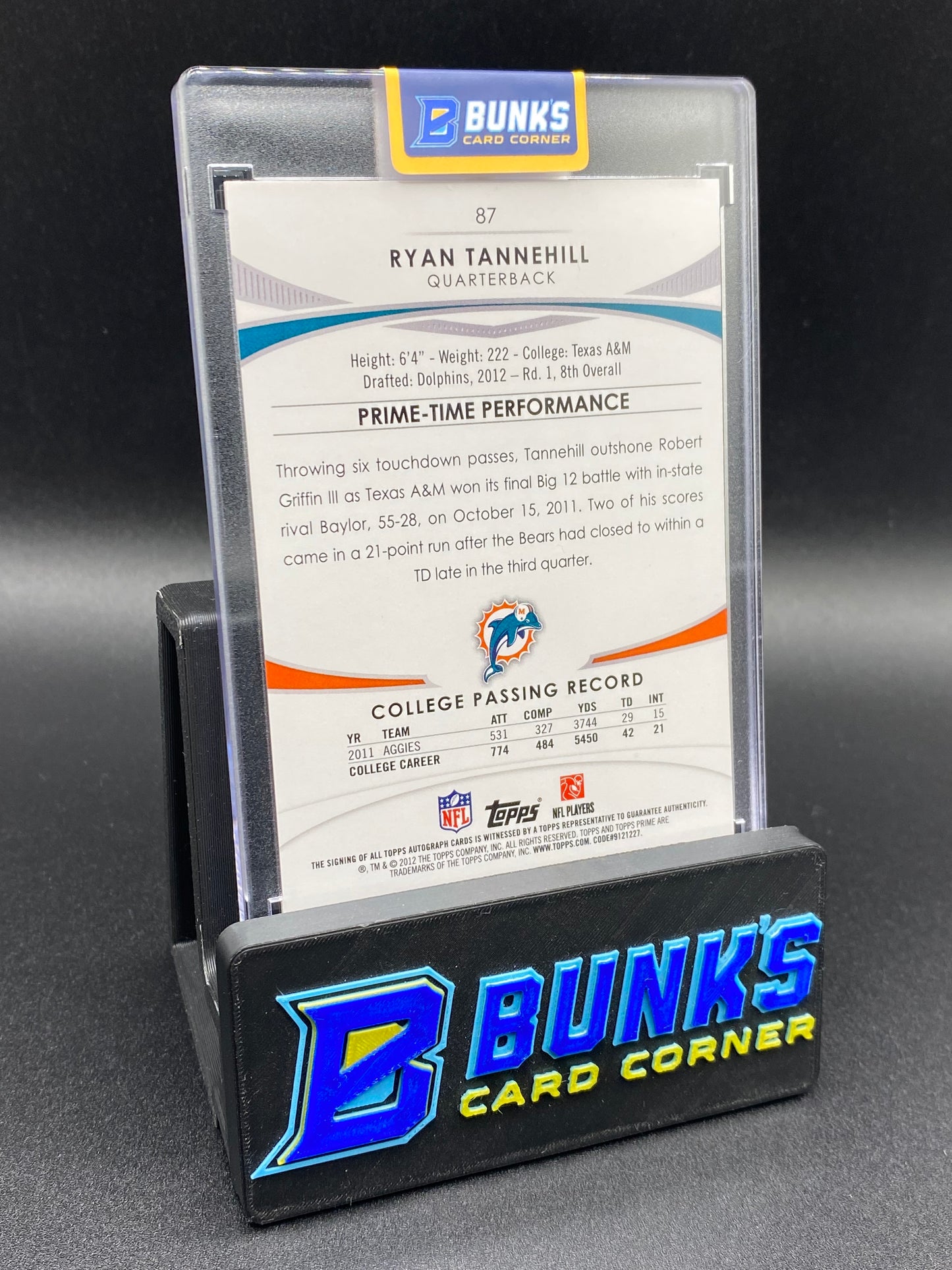 2012 Ryan Tannehill Topps Prime Auto 9/50 Rc