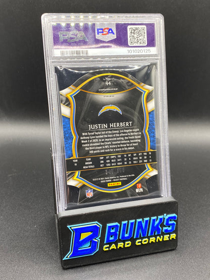 2020 Justin Herbert Die-Cut Copper Prizm 347/355 PSA 9