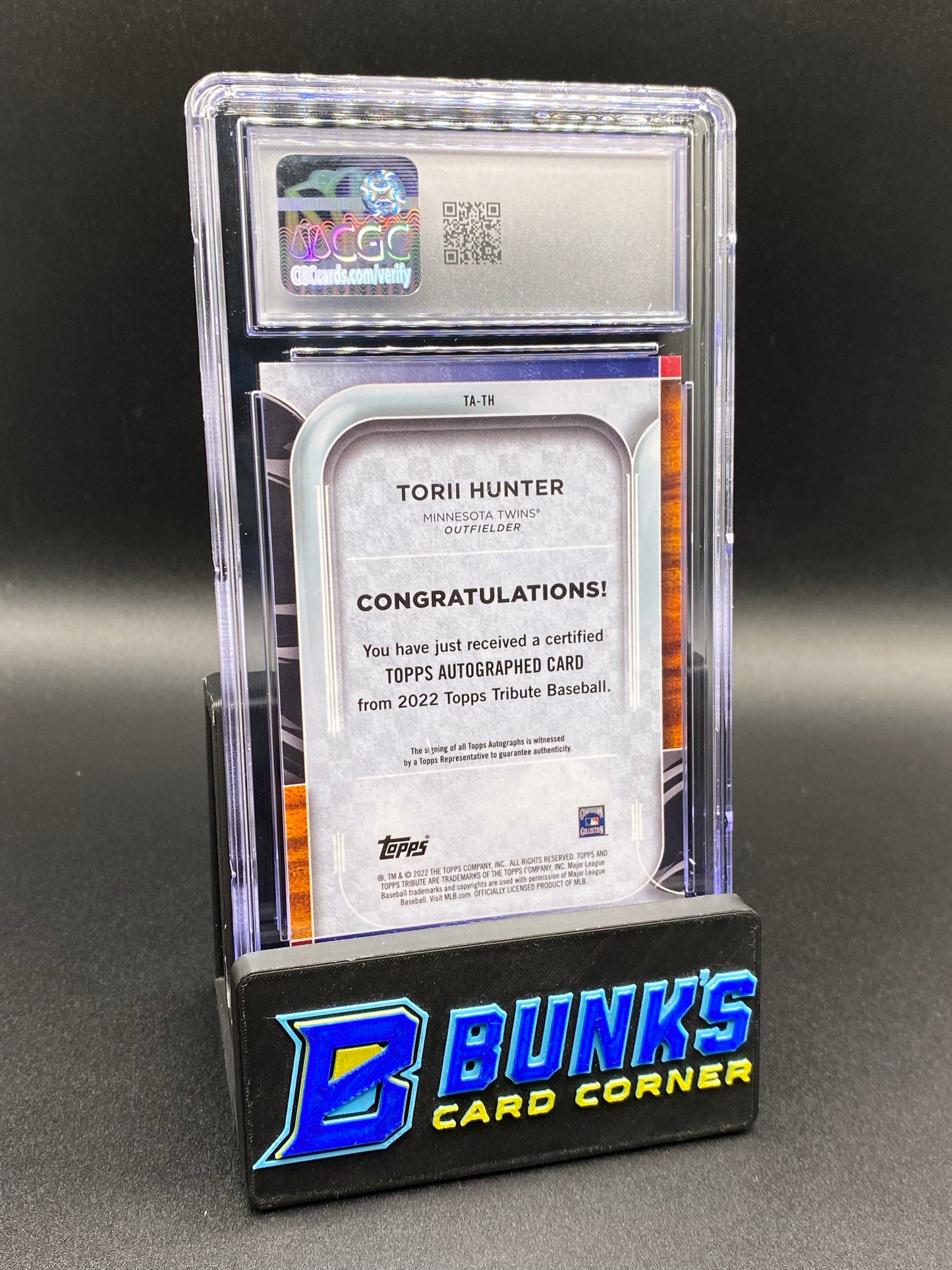 2022 Torii Hunter Blue Auto 107/150 CGC Authentic Auto 10