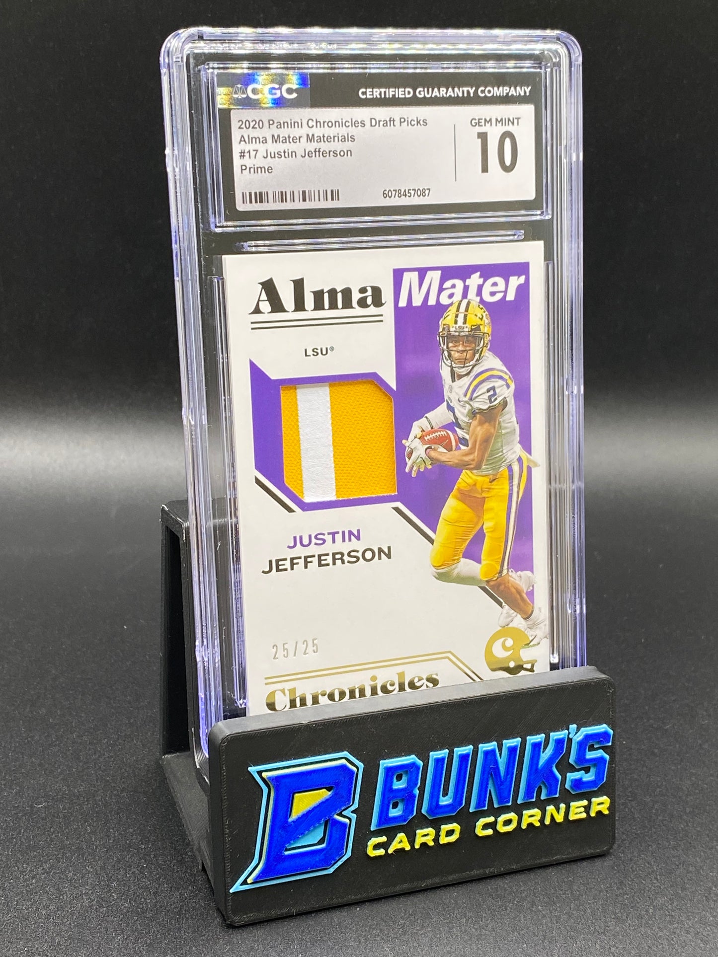 2020 Justin Jefferson Prime Alma Mater Materials 25/25 CGC 10