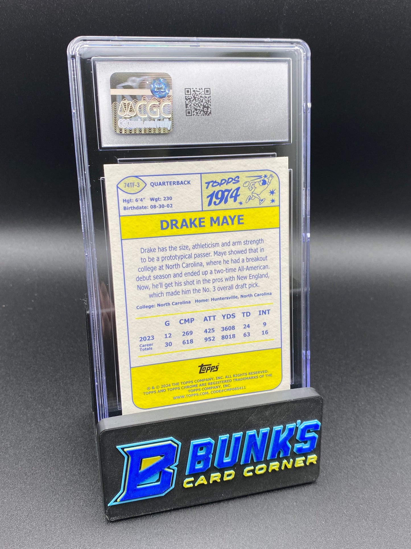 2024 Drake Maye Pink Ref. '74 Topps Football Rc CGC 10