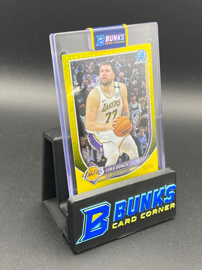 2025 Luka Doncic Topps Chrome 61/75 Yellow Mojo Ref.