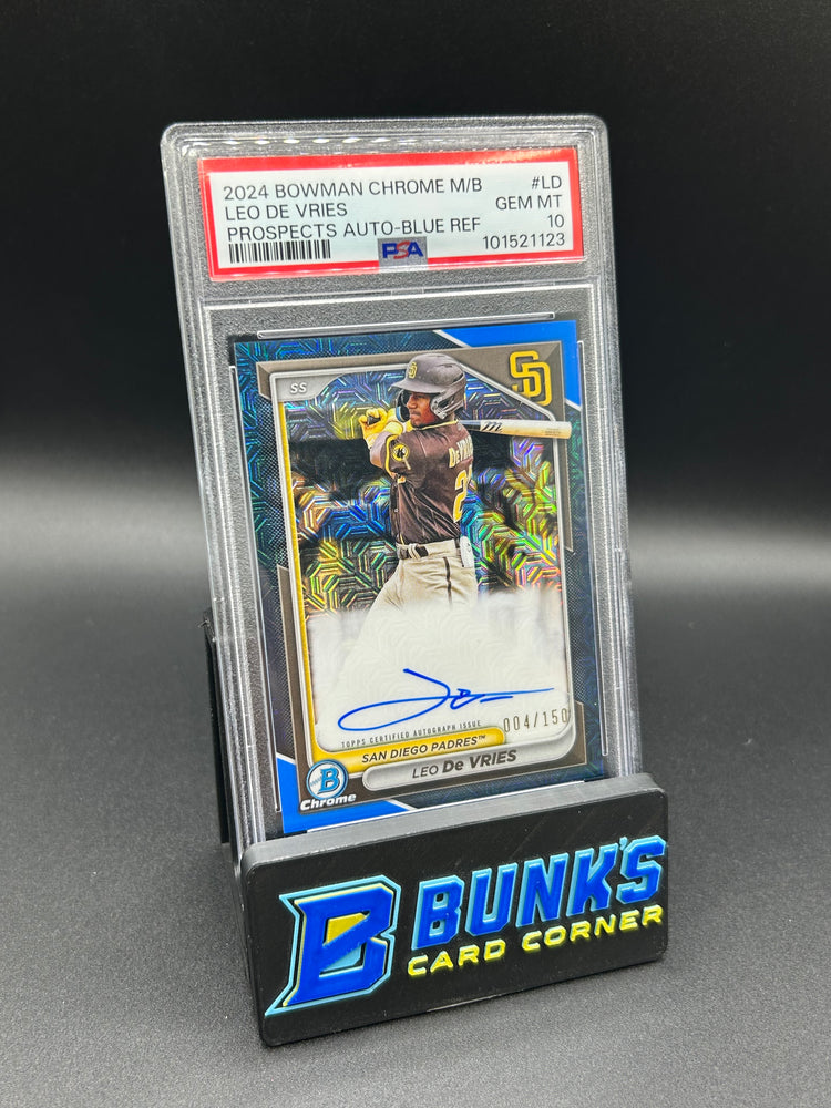 2024 Leo De Vries Bowman Chrome Blue Ref Prospects Auto 4/150 PSA 10