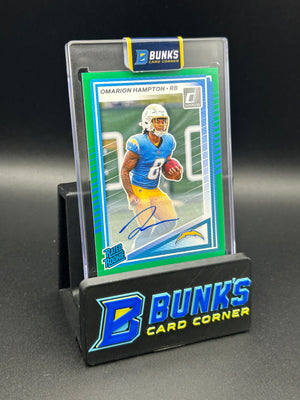 2025 Omarion Hampton Panini Donruss Green Rate Rookie Auto