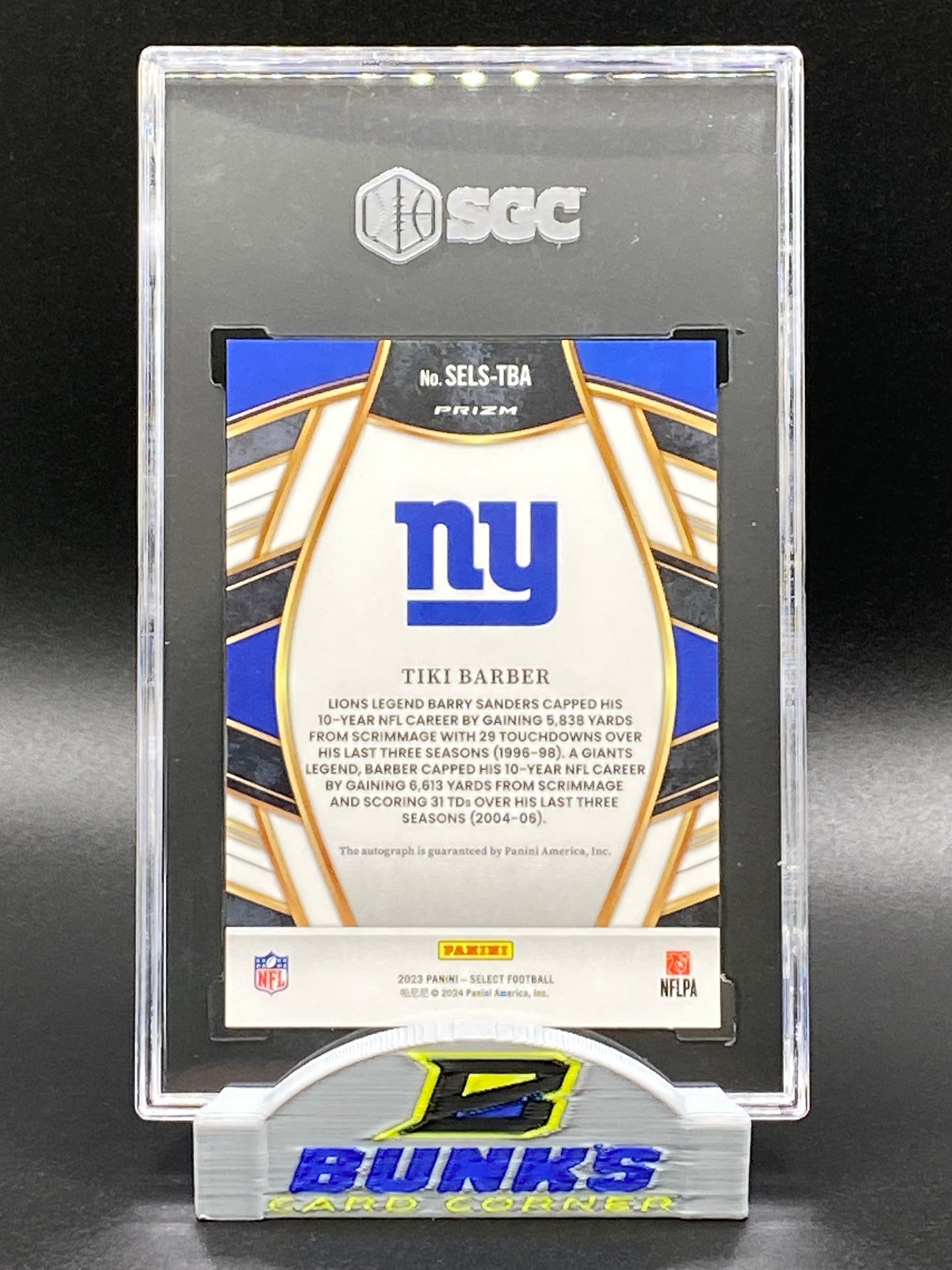 2023 Tiki Barber AUTOGRAPHED SGC 10|10 (Box B6)