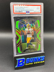 2020 Jordan Love Die-Cut Neon Green Prizm Rc PSA 9
