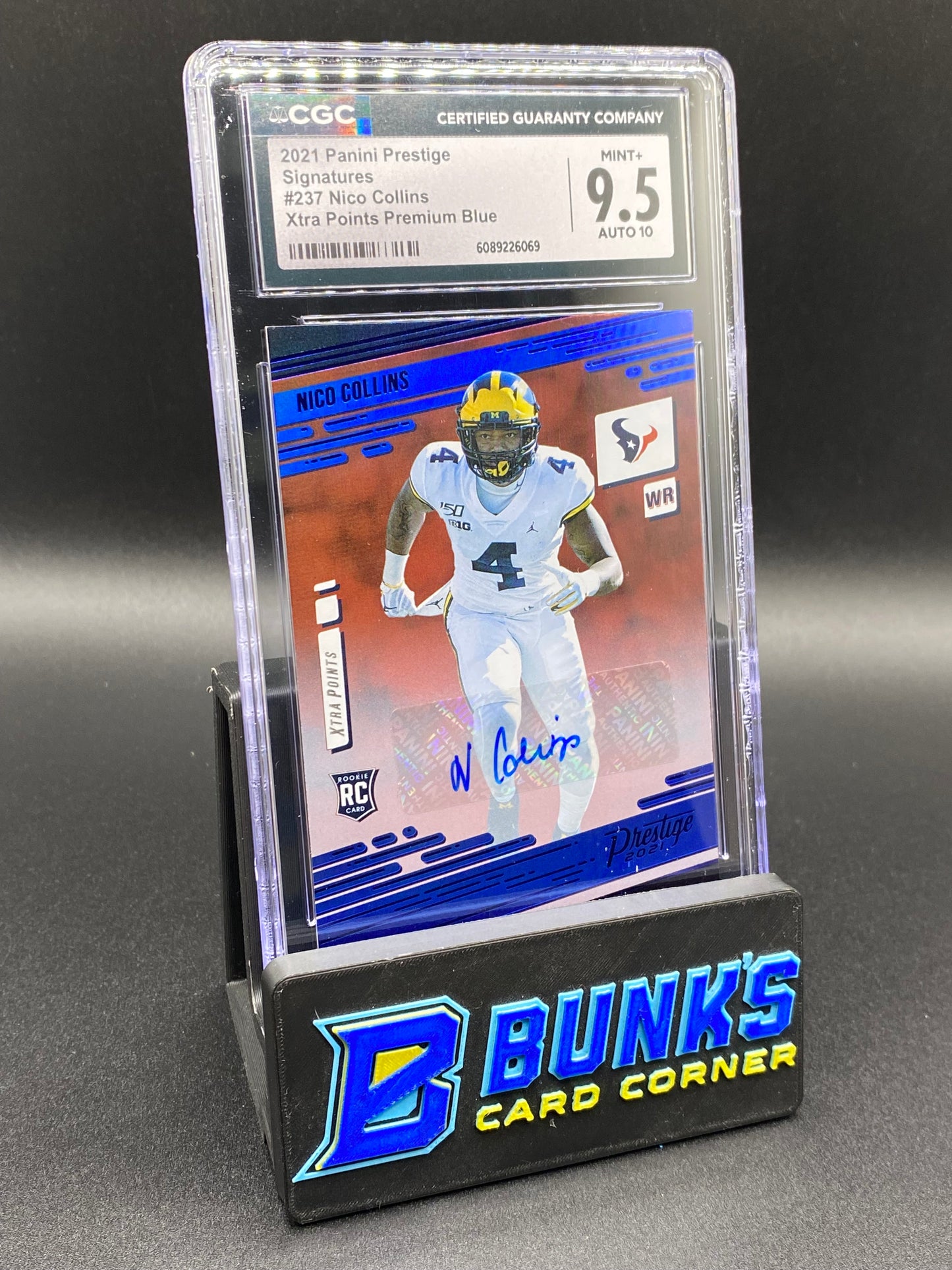 2021 Nico Collins Xtra Points Premium Blue Rc Auto  CGC 9.5/10