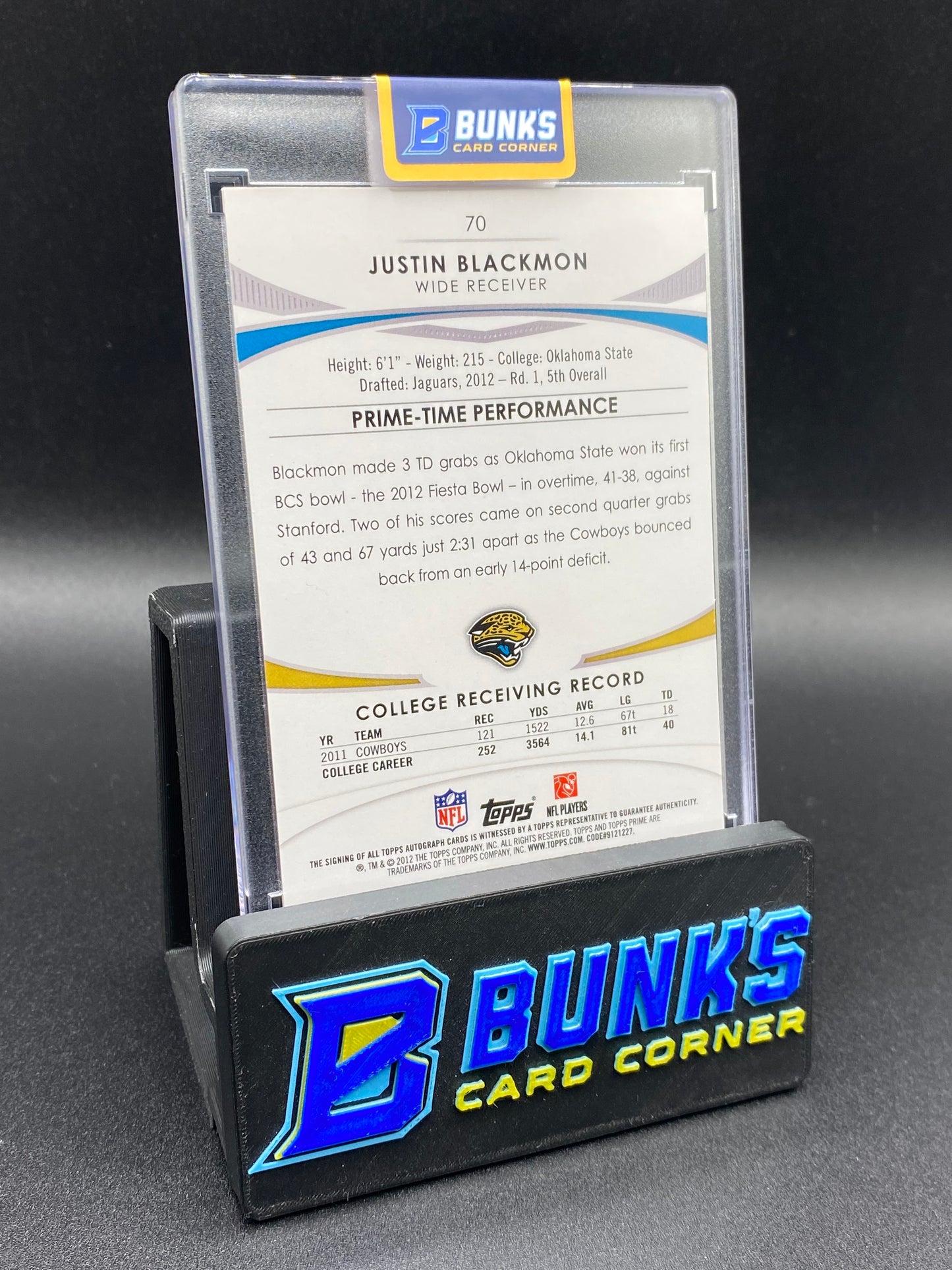 2012 Justin Blackmon Topps Prime Auto 12/25 Rc