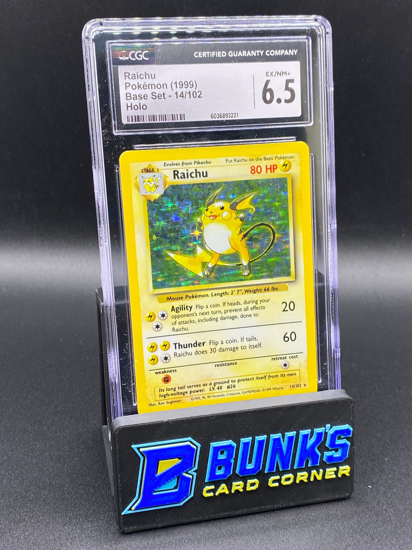 Raichu Holo Base Set CGC 6.5