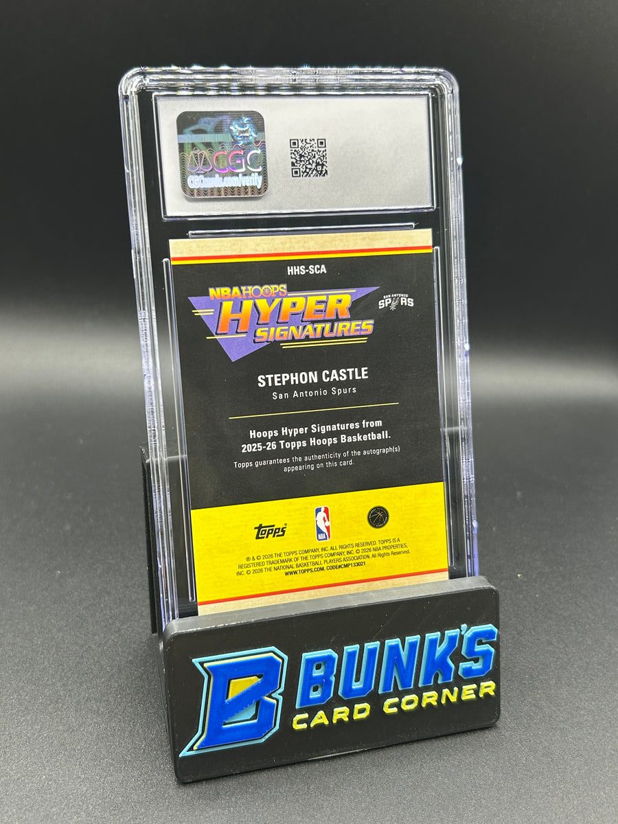 2025-26 Stephon Castle Topps Hoops Hyper Signature Light Burst Gold Auto 25/50 CGC 9/10