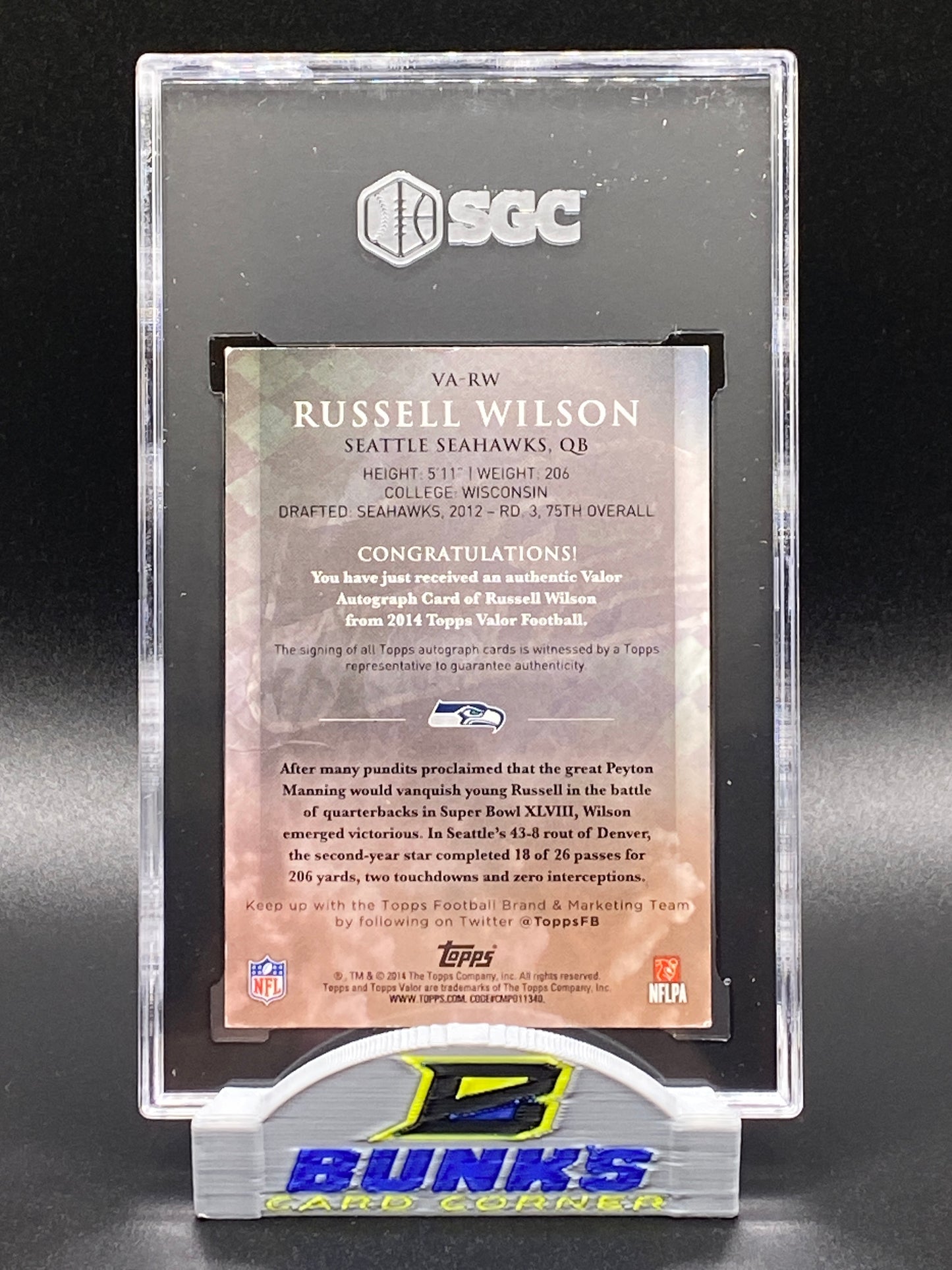 2014 Russell Wilson AUTOGRAPHED 15/25 (Box B4)