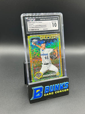 2024 Jacob Misiorowski Topps Pro Debut Chrome Gold Mini-Diamond Refractor 14/50 CGC 10