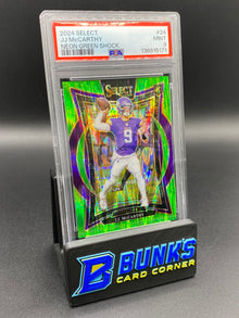 2024 JJ McCarthy Neon Green Shock PSA 9 Rc 317/599