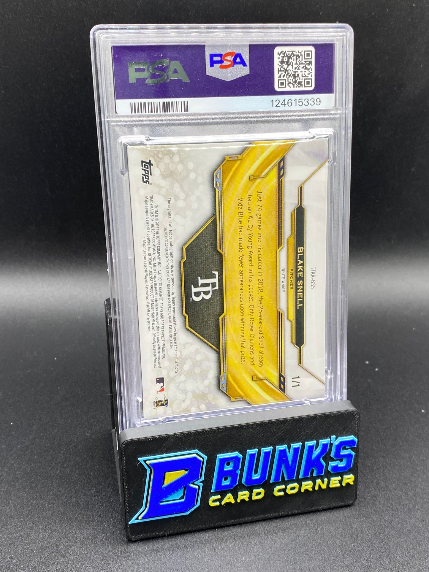 2019 Blake Snell 1/1 Auto Patch PSA 9