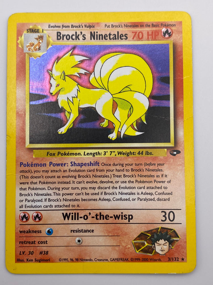 Brock's Ninetales Holo Gym Challenge MP/HP (Small Crease)