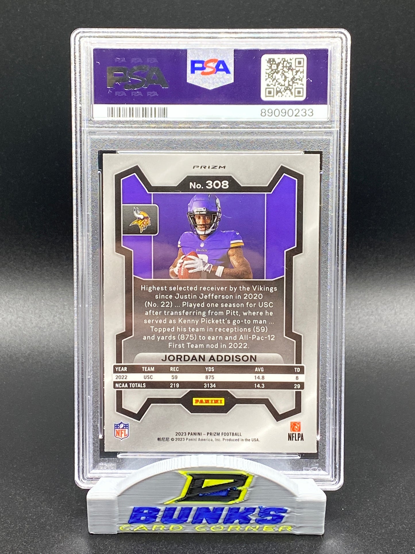 2023 Jordan Addison Rookie Card No Huddle (Box A1)