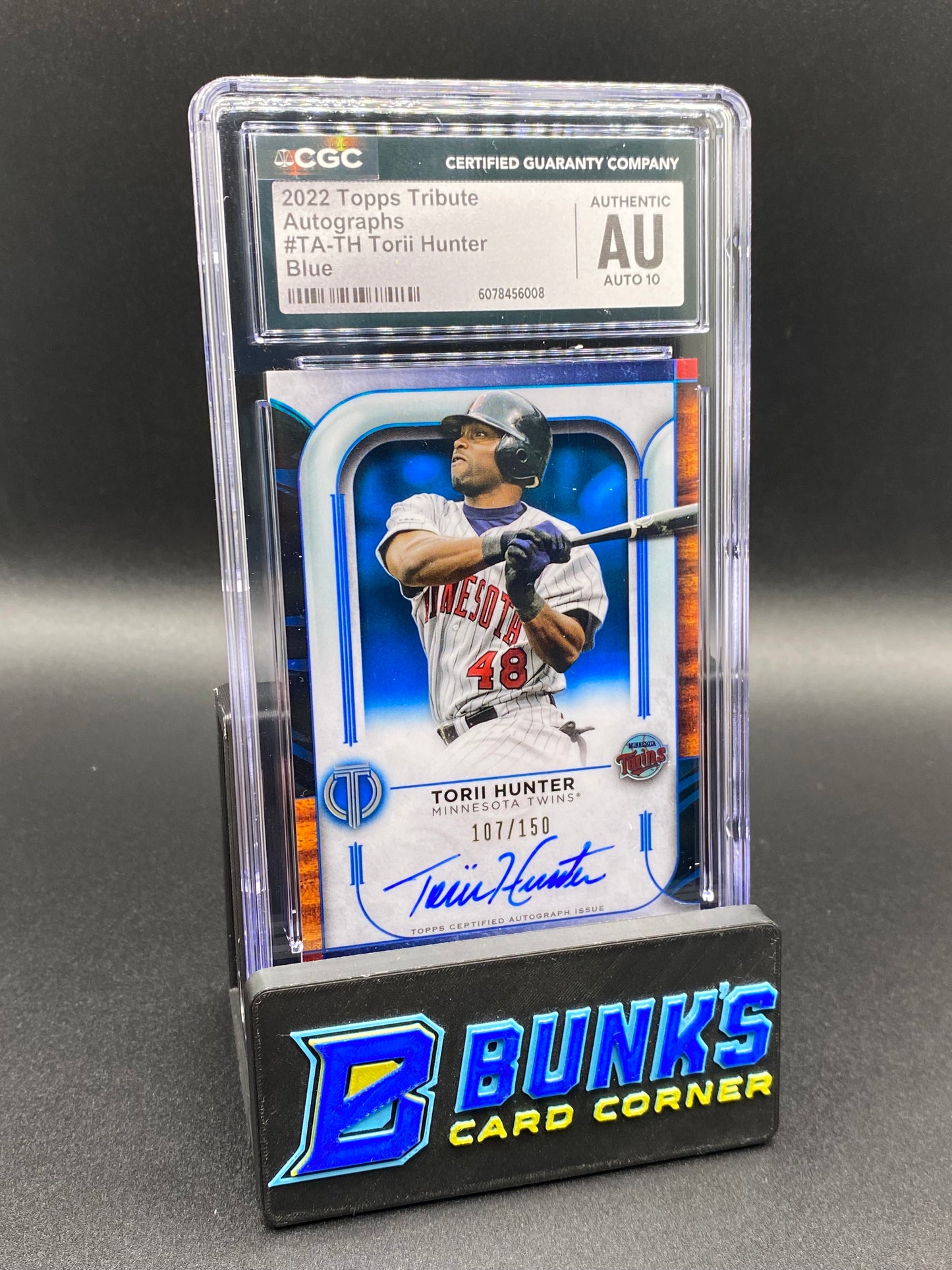 2022 Torii Hunter Blue Auto 107/150 CGC Authentic Auto 10