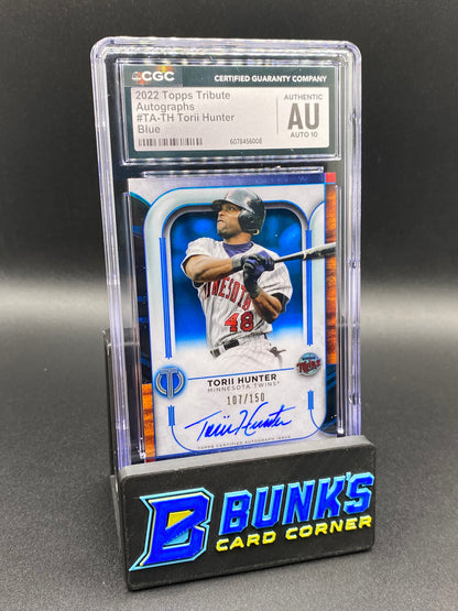 2022 Torii Hunter Blue Auto 107/150 CGC Authentic Auto 10