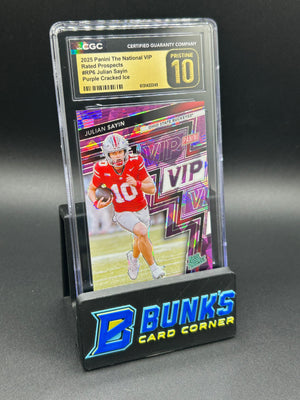 2025 Julian Sayin Panini VIP Rated Prospects Purple Cracked Ice 26/50 CGC Pristine 10