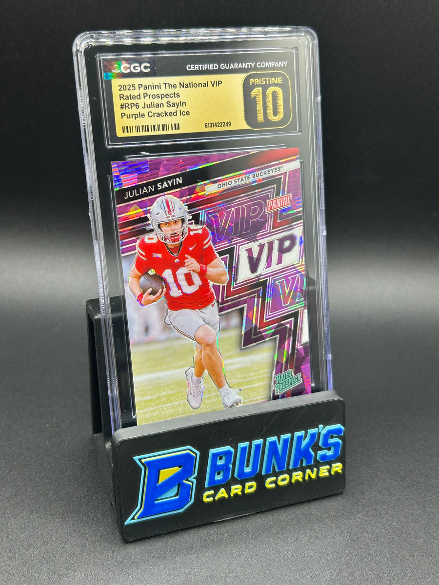 2025 Julian Sayin Panini VIP Rated Prospects Purple Cracked Ice 26/50 CGC Pristine 10