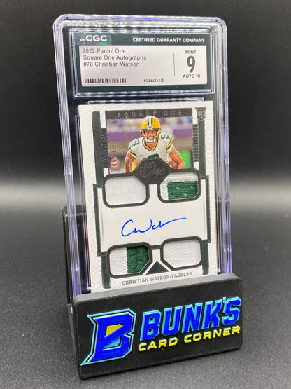 2022 Christian Watson Square One Auto 4 patch CGC 9/10 66/99