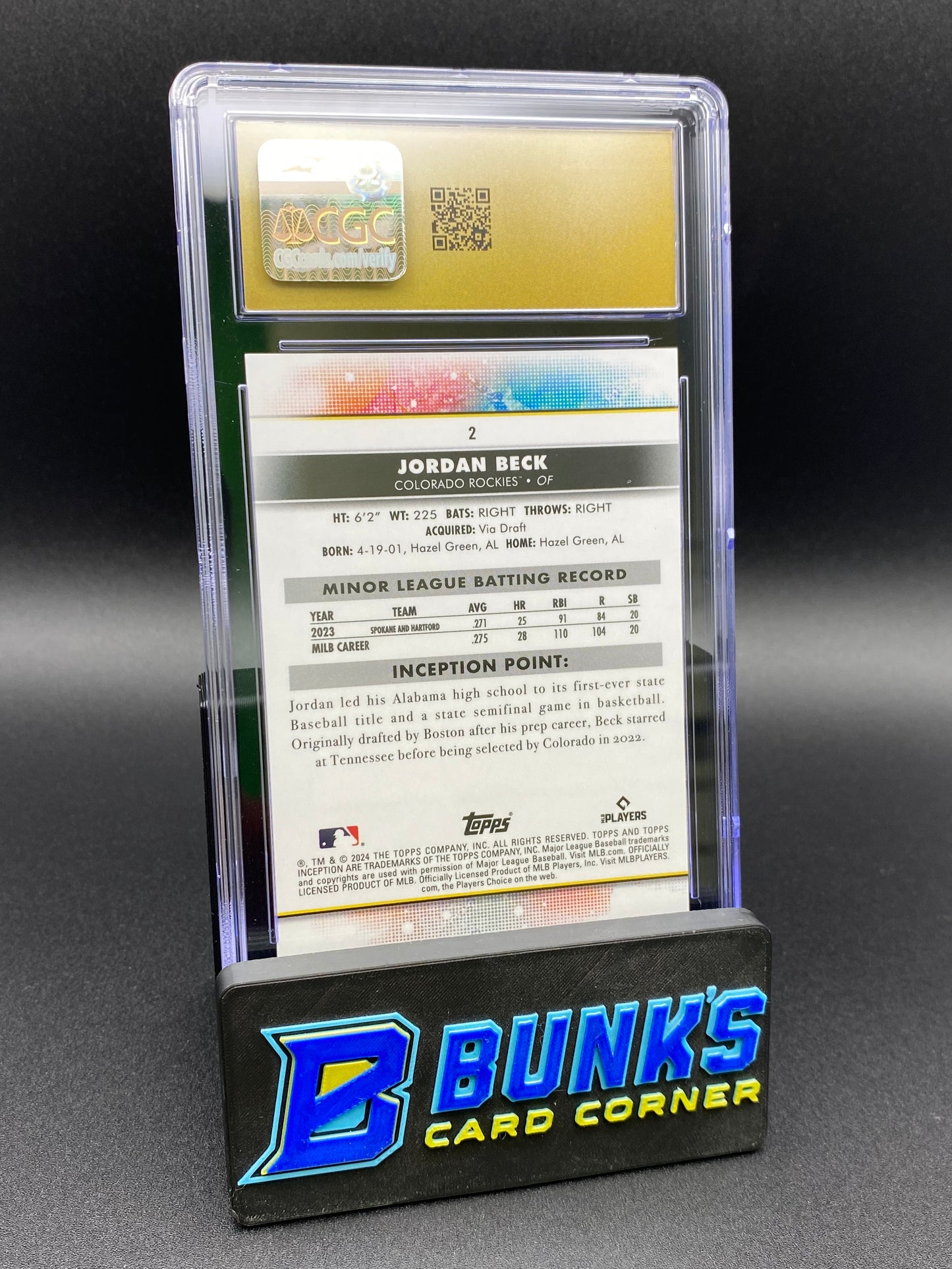 2024 Jordan Beck Rc Inception CGC PRISTINE 10