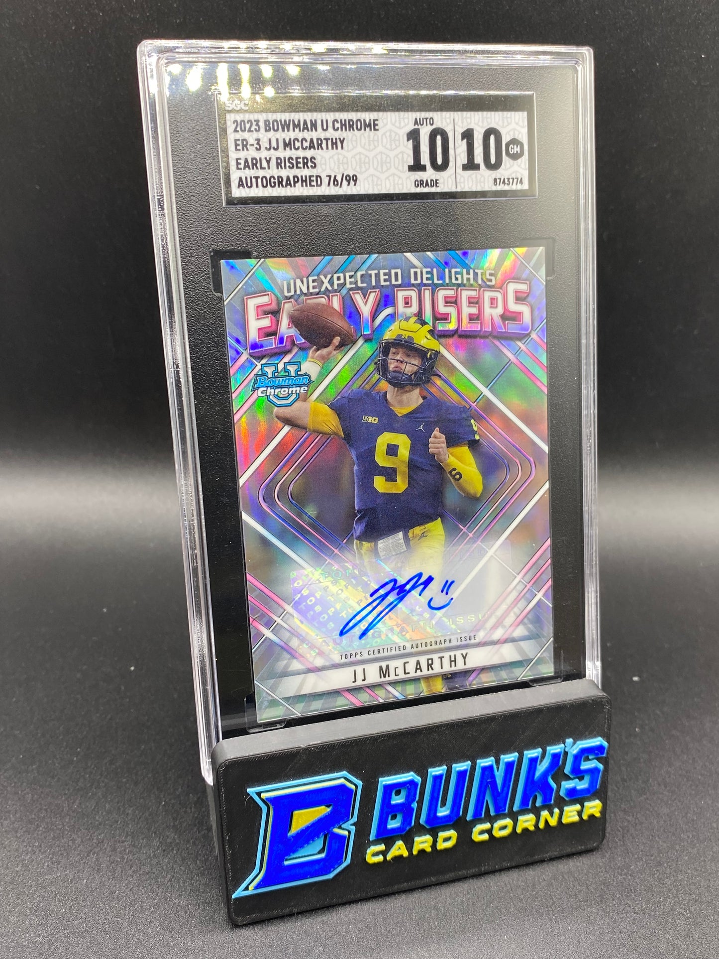 2023 JJ McCarthy Early Risers Auto 76/99 SGC 10/10