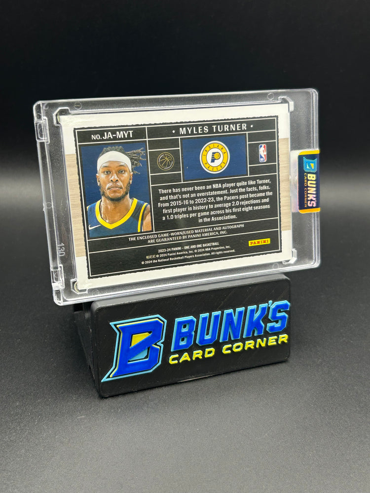 2023-24 Myles Turner Panini One and One Game Worn Patch On Card Auto 22/49