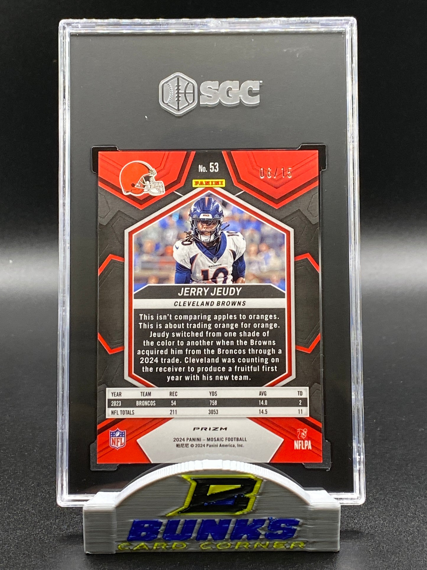 2024 Jerry Jeudy Tessellation Prizm 6/15 SGC 10 (Box 13)
