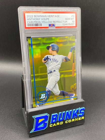 2022 Anthony Volpe Chrome Prospect Yellow Ref 48/75 PSA 10