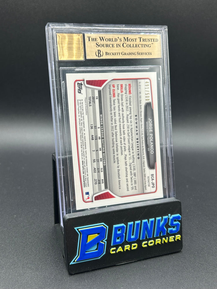 2013 Jorge Polanco Bowman Chrome Prospect Autos Refractors On-Card Auto 491/500 Beckett 9.5/10