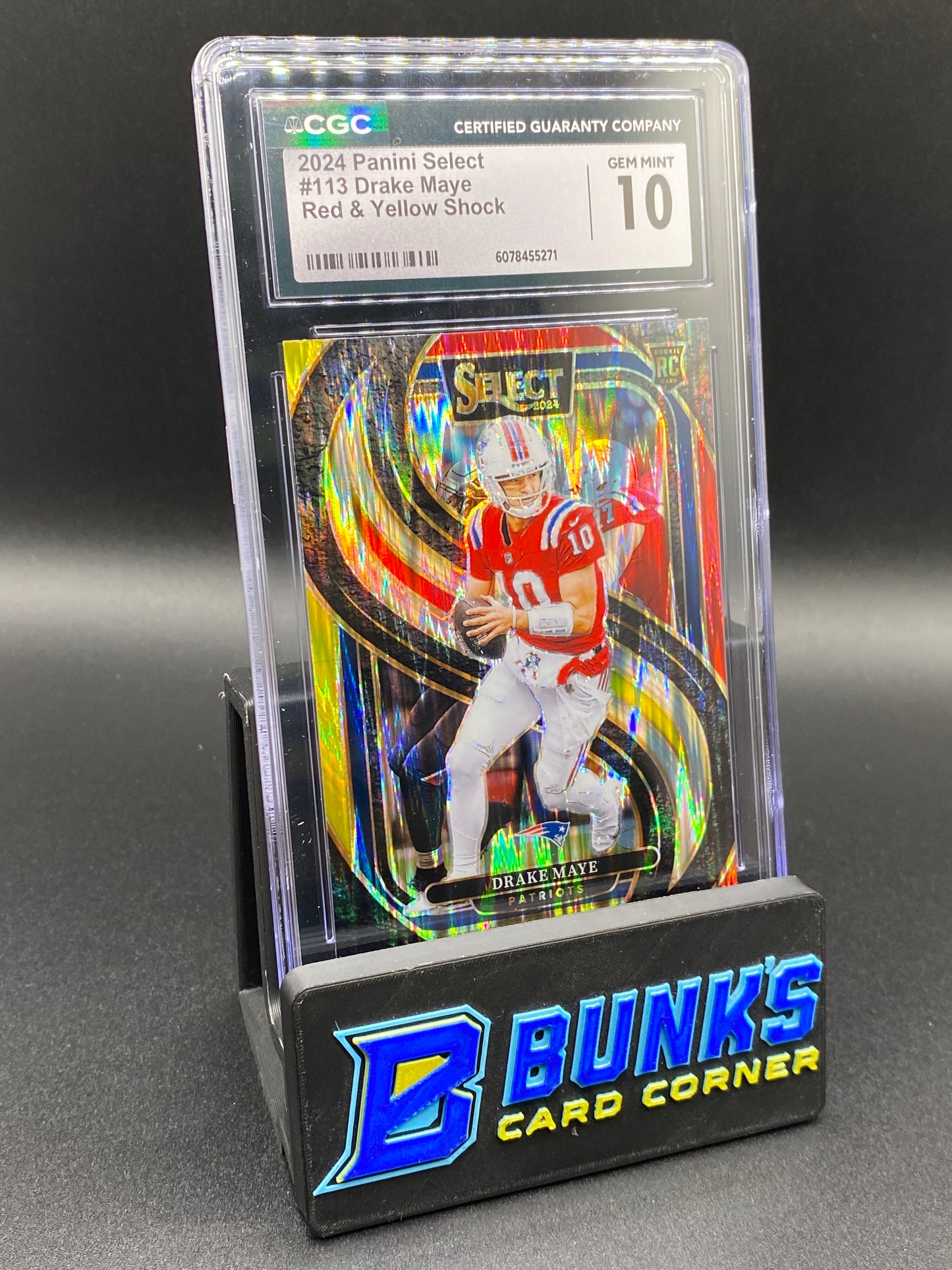 2024 Drake Maye Red & Yellow Shock CGC 10 Rc