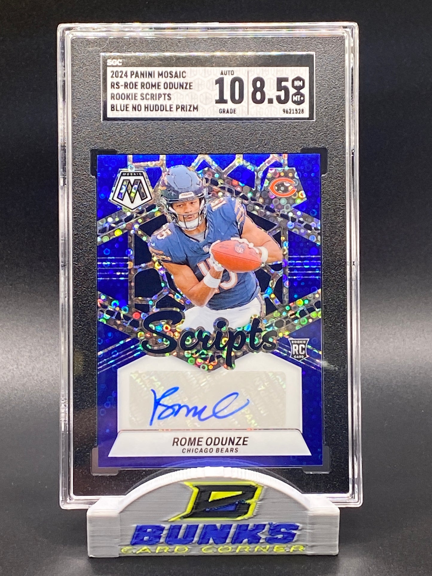 2024 Rome Odunze AUTOGRAPHED Blue No Huddle Prizm