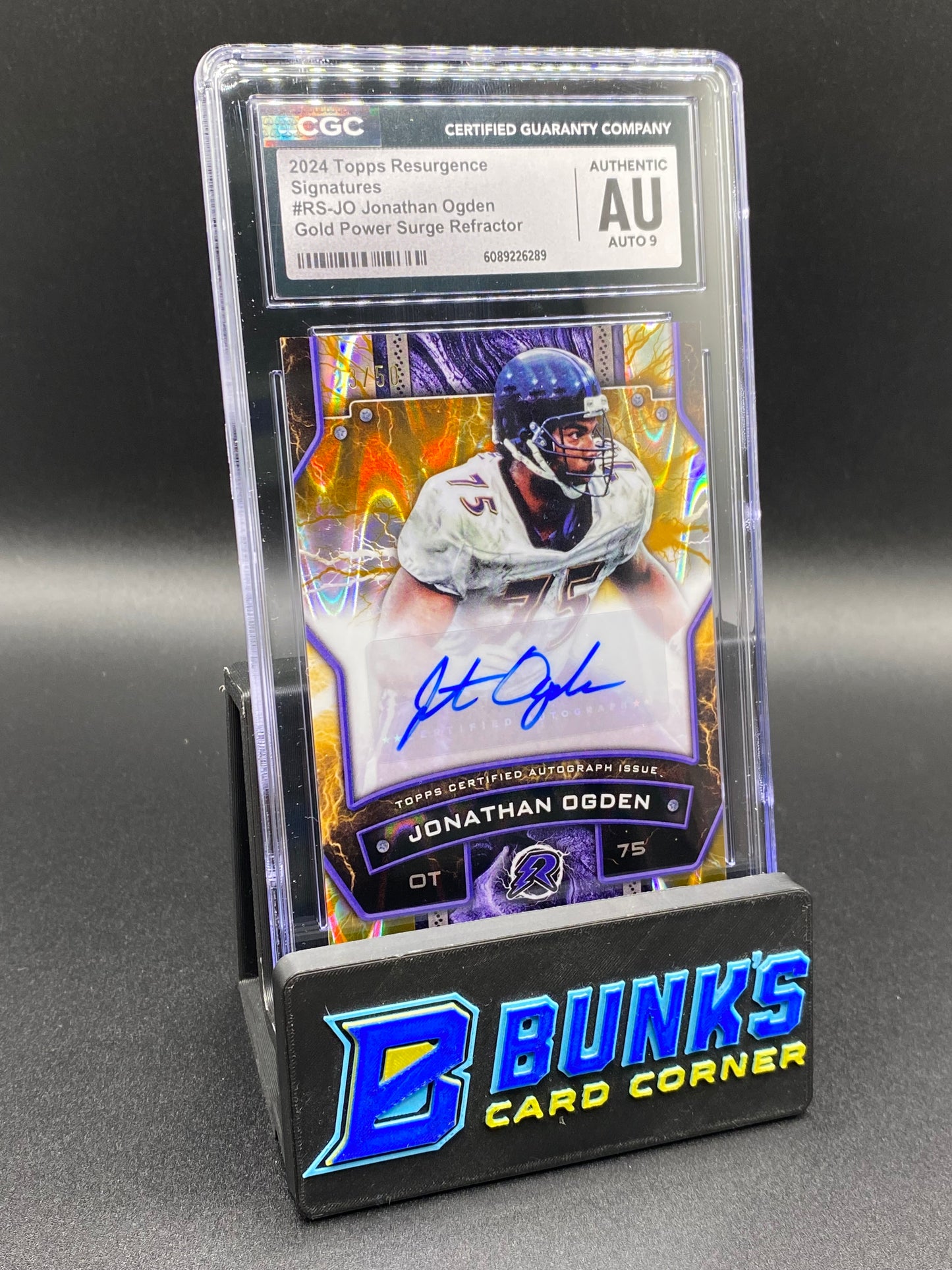 2024 Jonathon Ogden Gold Power Surge Ref. Auto CGC Auto 9
