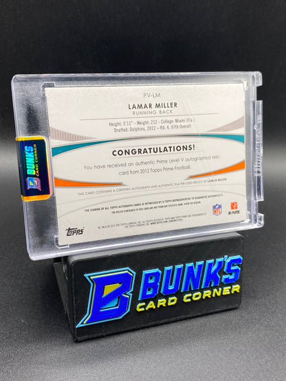 2012 Lamar Miller Topps Prime Patches Auto 5/10 Rc