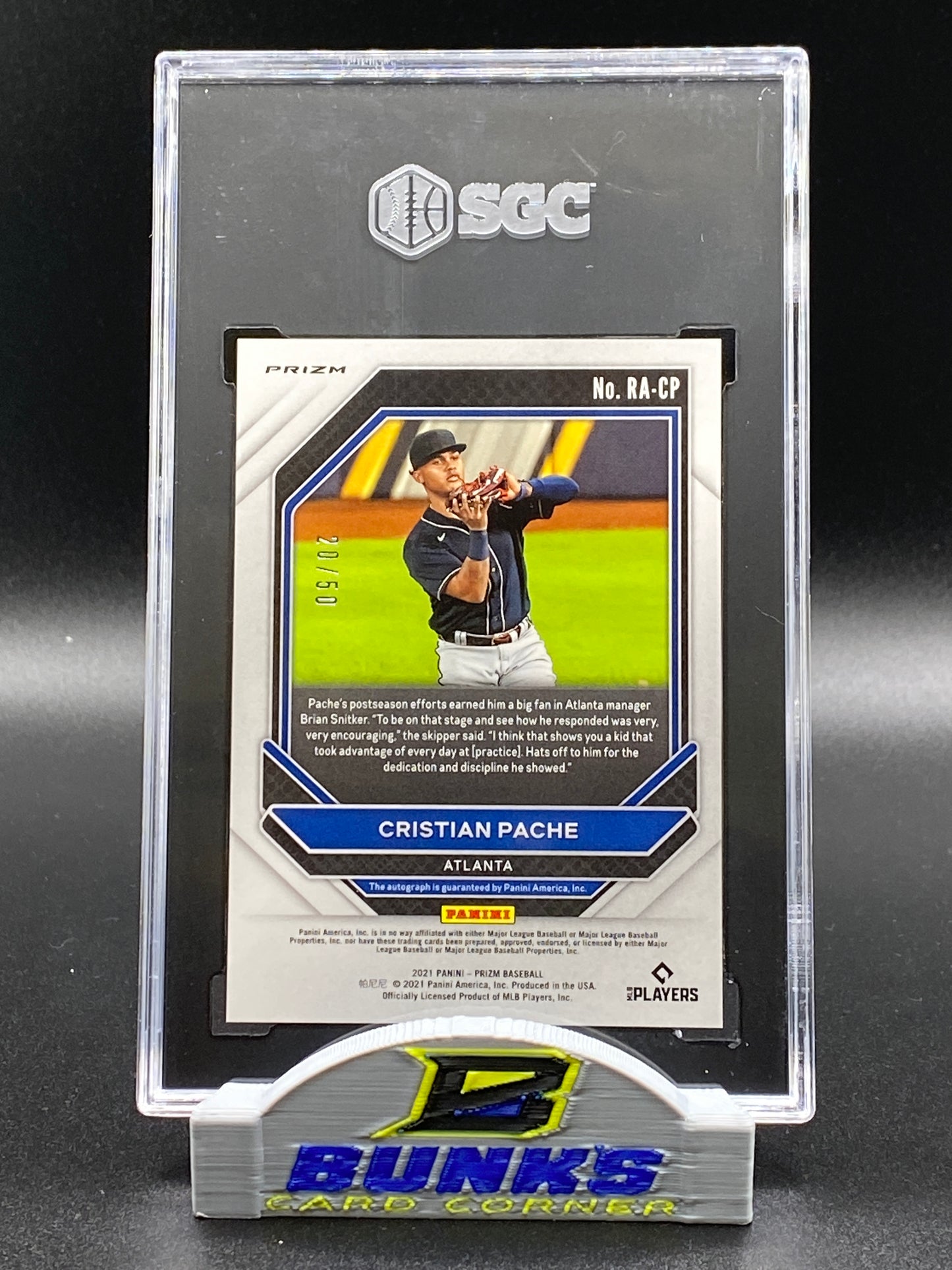 2021 Cristian Pache AUTOGRAPHED Rookie Card Blue Wave Prizm 20/50 (Box 14)