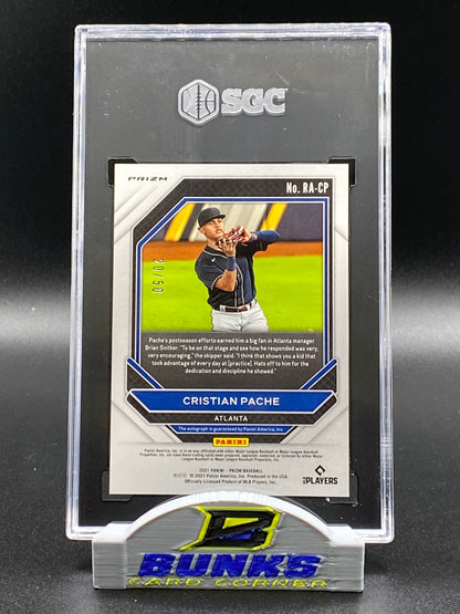 2021 Cristian Pache AUTOGRAPHED Rookie Card Blue Wave Prizm 20/50 (Box 14)