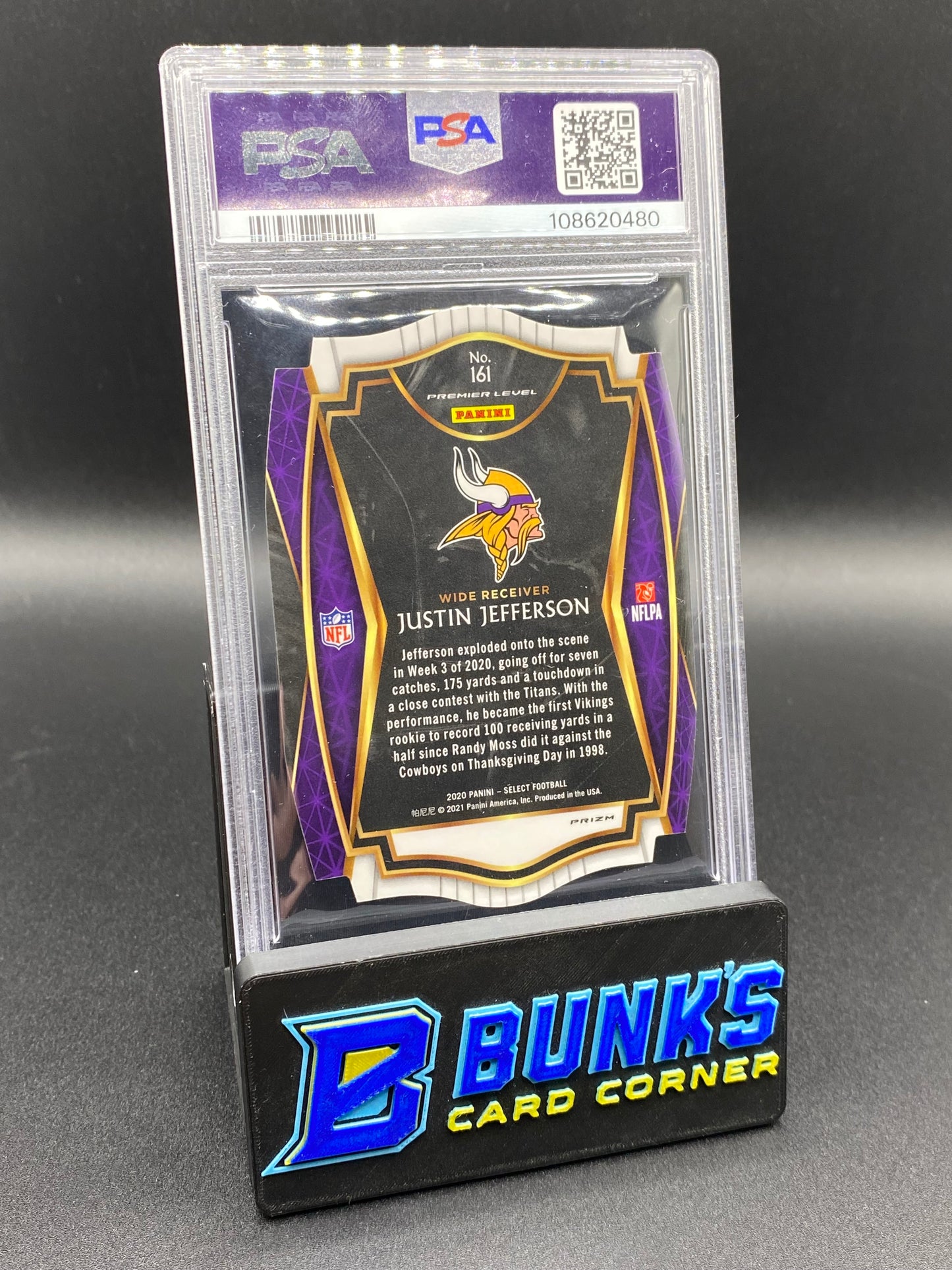 2020 Justin Jefferson Die-Cut Purple Prizm Rc PSA 9
