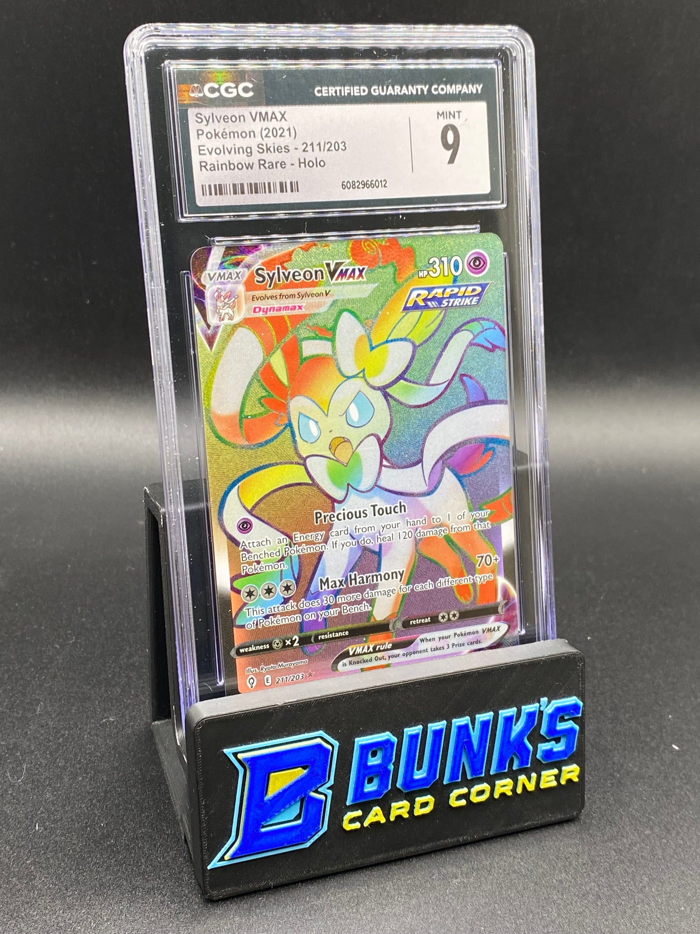 Sylveon Vmax Rainbow Rare Evolving Skies CGC 9