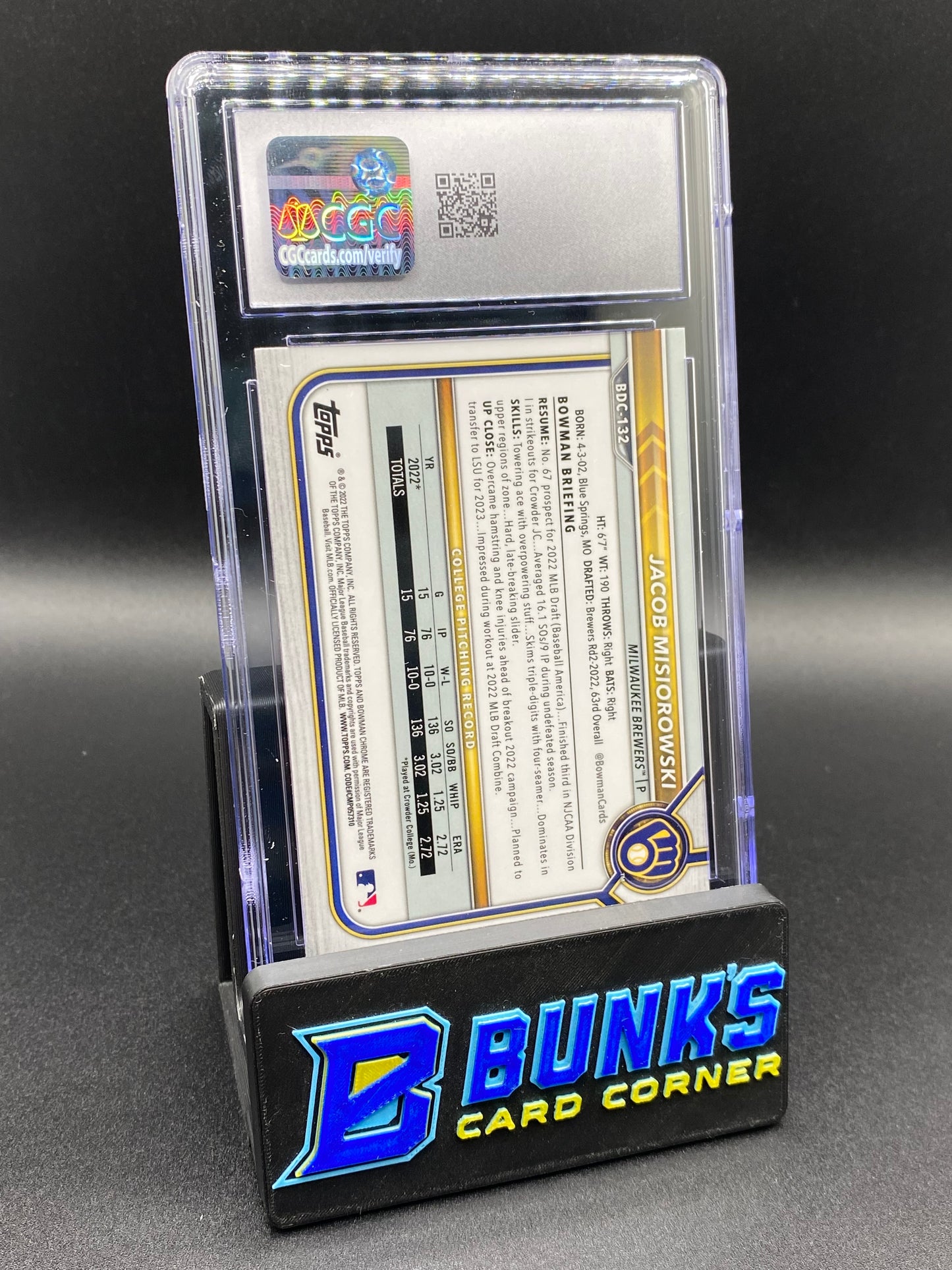 2022 Jacob Misiorowski Chrome CGC 10