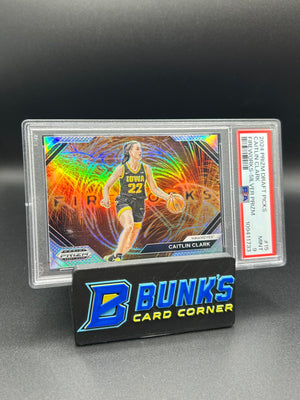 2024 Caitlin Clark Prizm Draft Picks Fireworks-Silver Prizm PSA 9
