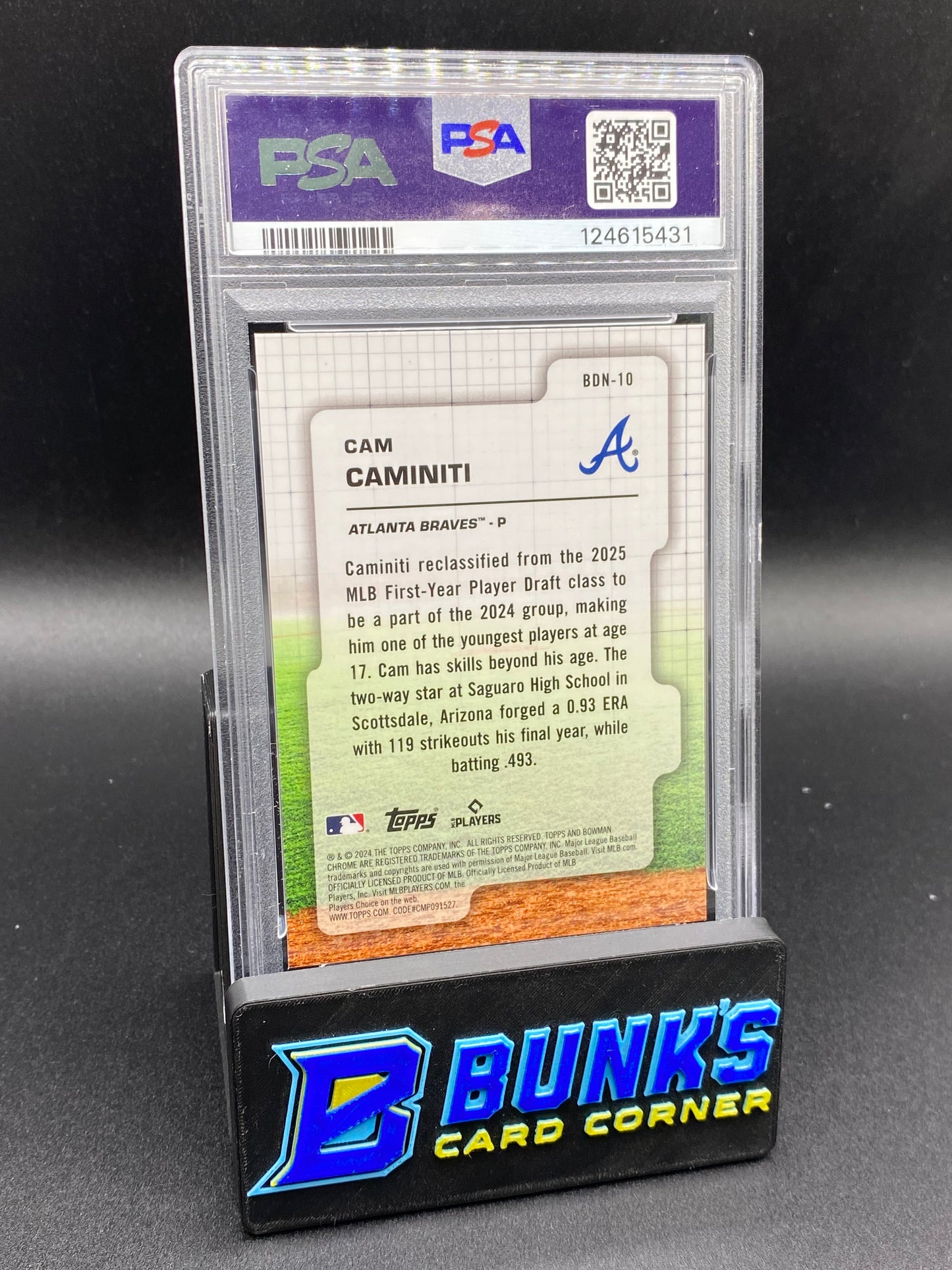 2024 Cam Caminiti Draft Night Green Ref. 87/99 PSA 10 POP 3