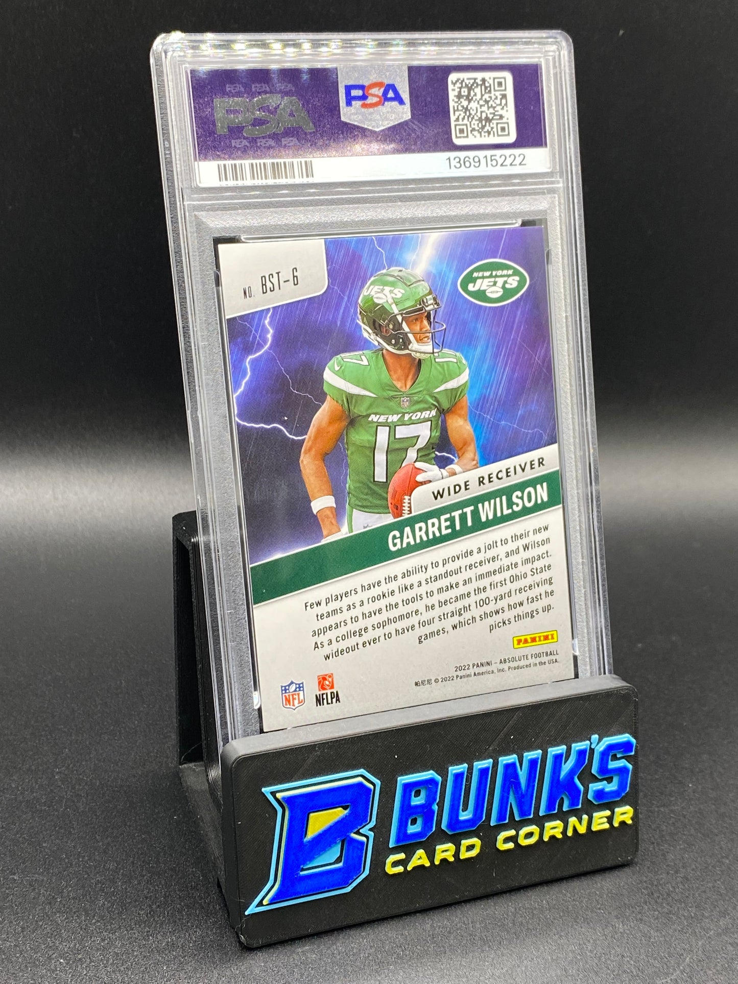 2022 Garrett Wilson By Storm Blue 31/50 PSA 9 Rc