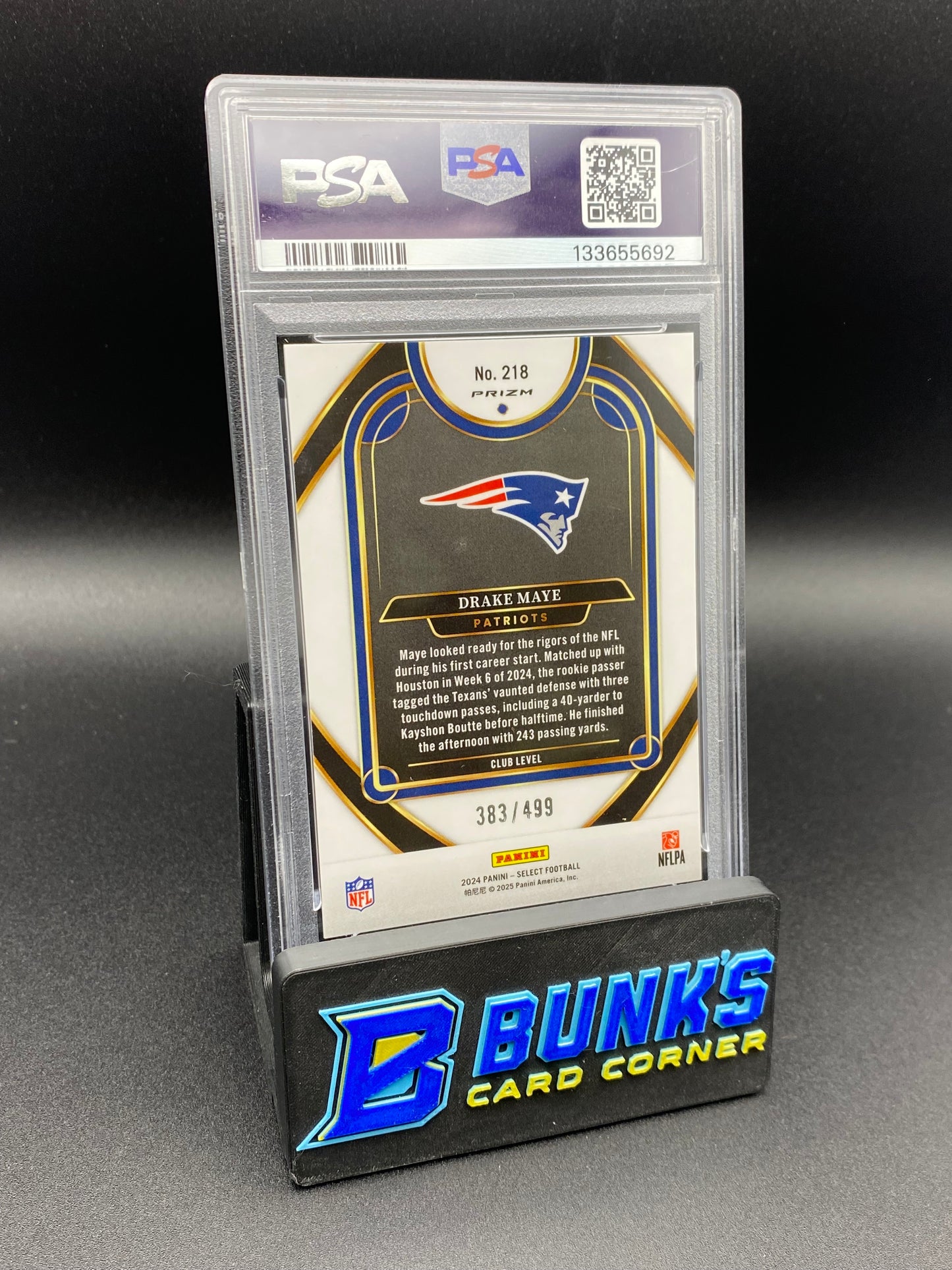 2024 Drake Maye Neon Green Shock Rc 383/499 PSA 10