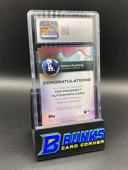 2023 Dalton Rushing Pink Auto 1/199 Bowman Plat CGC Authentic Auto 10