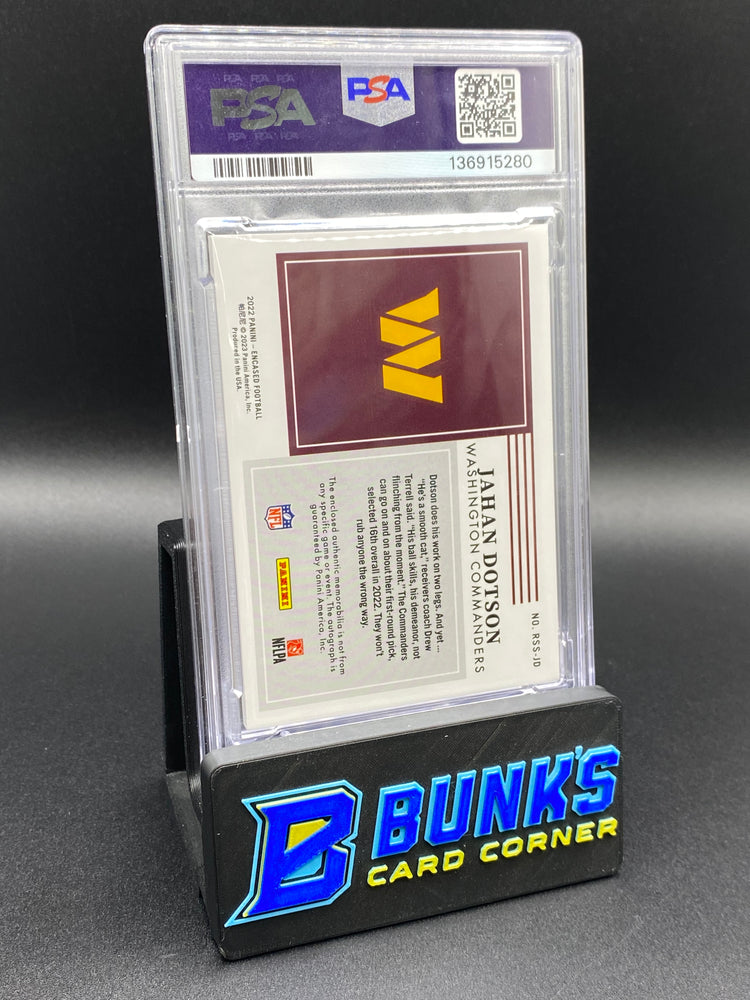 2022 Jahan Dotson Dual Swatch Gis Gold  Encased PSA 10 7/10