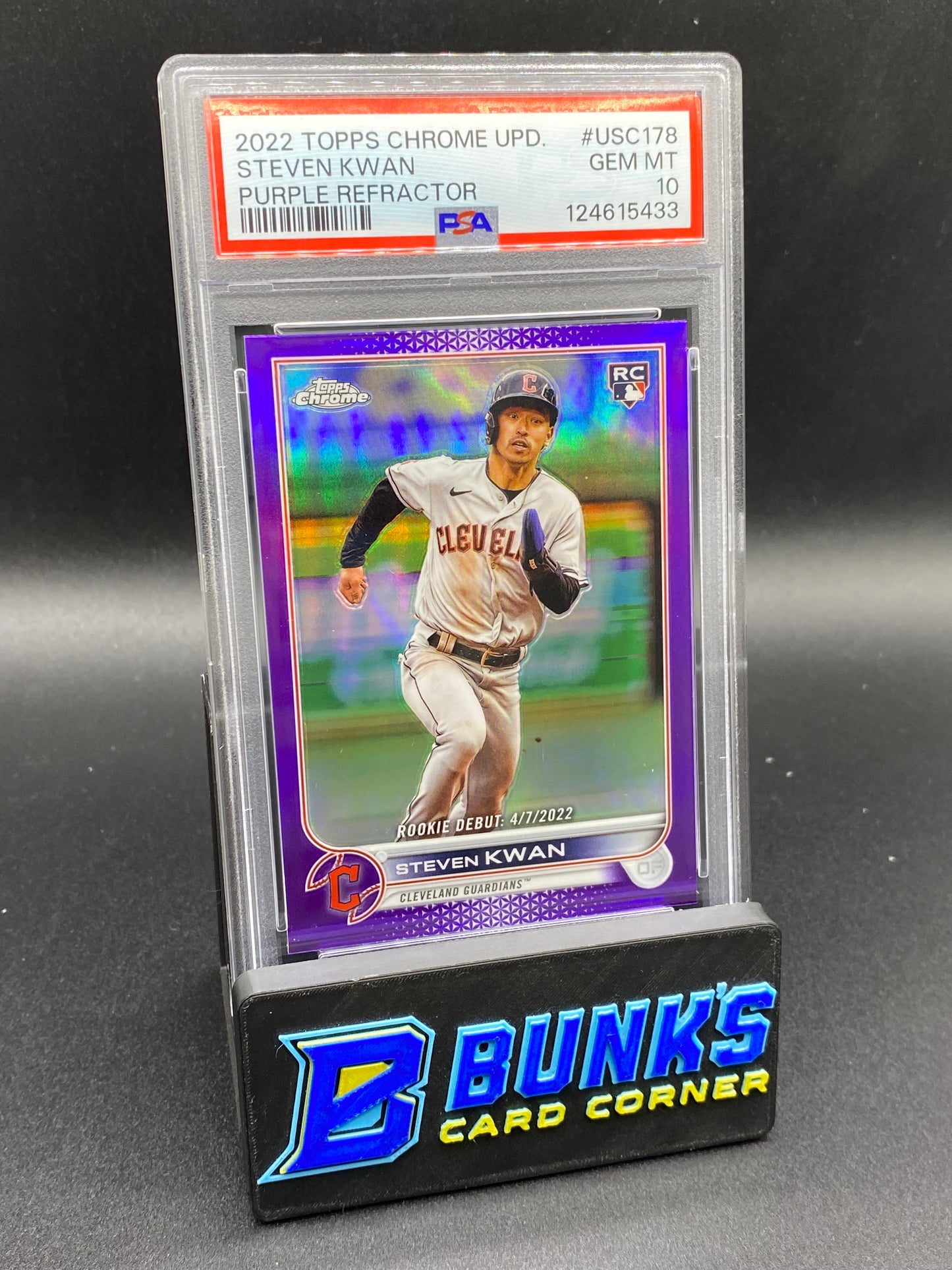 2022 Steven Kwan Purple Ref. PSA 10 Rc